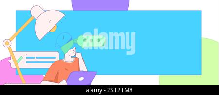 Education and learning people flat vector concept hand drawn illustration Stock Vector