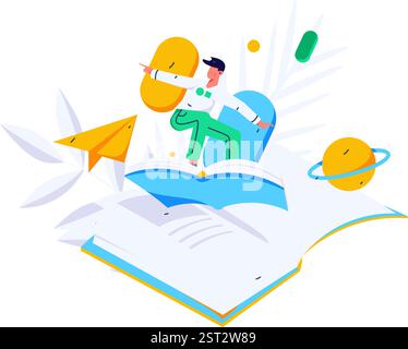 Remote lessons. Vector online education concept with students. Vector ...