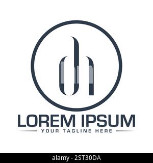 DH Letter Logo Design, Unique dh Logo Design Stock Vector