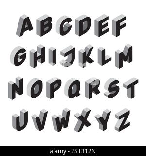 Black isometric 3d font Stock Vector