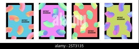 Trendy cover set. Abstract 3d fluid shapes Stock Vector