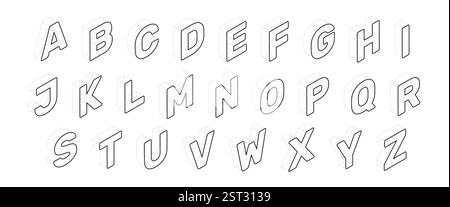 Wireframe isometric alphabet. 3d font design Stock Vector