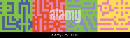 Abstract geometric background set. Colorful pattern with random pixels Stock Vector