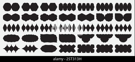 Black brutalist forms with curvy and jagged borders. Stock Vector
