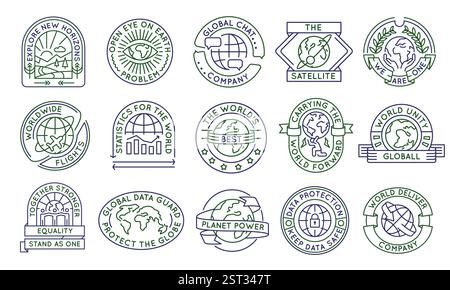 Set of 15 Global Unity and Earth Planet Logo Icons Stock Vector