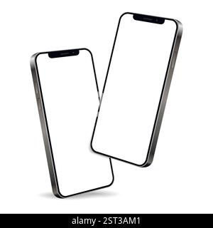 Two phones mockup front and side view vector on transparent background ...