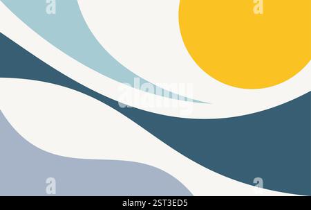 Abstract Original Artwork Print. Geometric Abstract Art. Minimalist Organic Shapes. Simple trendy Poster Stock Vector