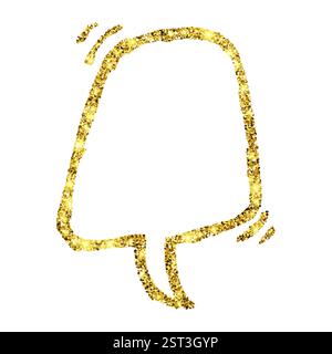 Gold glitter sketch speech bubble. Hand drawn blank Speech Bubble. Dialog empty cloud on white background. Vector illustration. Stock Vector