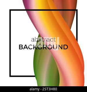 Abstract composition of the watercolor wave in black square. Colorful background with bent dynamic form. Vector illustration. Stock Vector