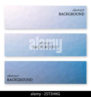 Set of three blue banners in low poly art style. Background with place for your text. Vector illustration Stock Vector