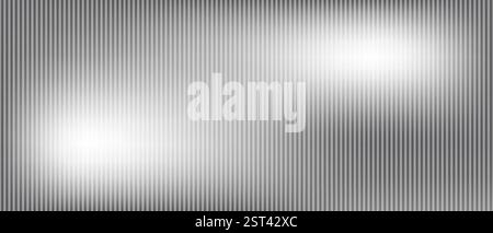 Corrugated polycarbonate sheet silver gradient, ribbed acrylic textured gray background, abstract vector background foil Stock Vector