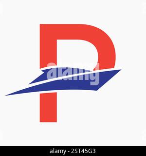 Initial Letter P Boat Logo Concept For Sailor Symbol Vector Template Stock Vector