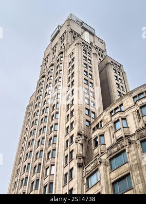 The Boerentoren (Farmers' Tower) in Antwerp, Belgium. Built in 1930, it was one of the first skyscrapers in Europe, and is currently being renovated Stock Photo