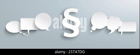 White Paragraph Communication Speech Bubbles White paper speech bubbles with a paragraph on the gray background. Stock Photo