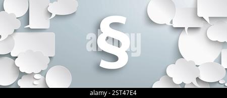 Speech Bubbles White Paragraph Header White paper speech bubbles with a paragraph on the gray background. Stock Photo