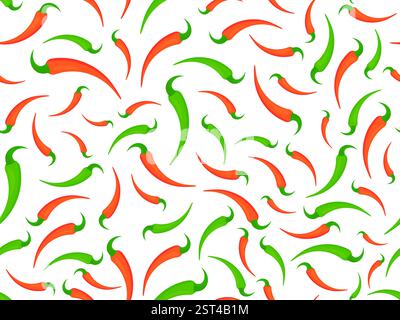 Red chili peppers seamless pattern. Hot chili pepper. Spicy spice for dishes. Design for wrappers, wallpapers, covers, banners and posters. Vector ill Stock Vector