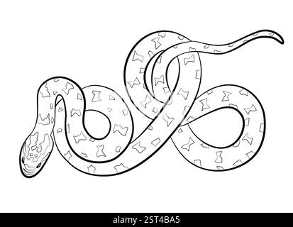 Anaconda snake line icon vector illustration. Outline hand drawn water boa, vintage sketch of water boa, tropical reptile. Stock Vector