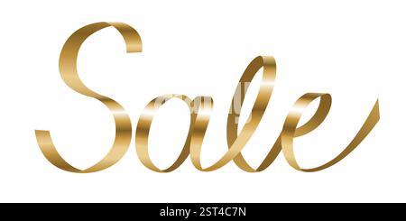 Editable elegant gold ribbon text sale. Luxurious trendy gold lettering font perfect for logo, title or header. Stock Vector