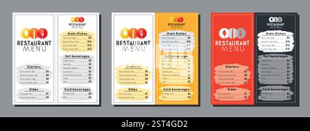 Restaurant menu card template in DL format - vector illustration Stock Vector