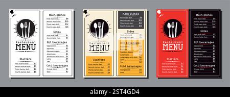 Restaurant menu card template in DL format - vector illustration Stock Vector