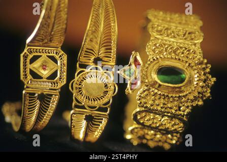 23 Carat Gold Jewelry Antique Jewelry, bangles Stock Photo