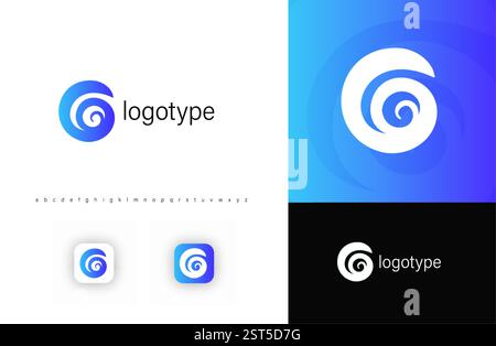 Hurricane swirl logo symbolizing motion, energy, innovation. Ideal for weather control technology, tornado early warning tech, digital businesses Stock Vector