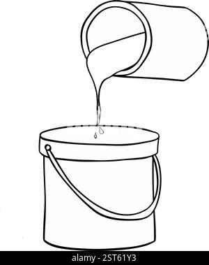 Filled can Paint graphic line vector composition. two cans with color illustration Stock Vector