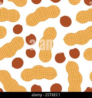 Peanut pattern seamless. Groundnut background Stock Vector