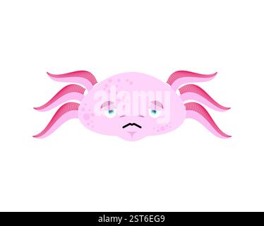 Axolotl Sad emoji. salamander lamentable emotions Stock Vector