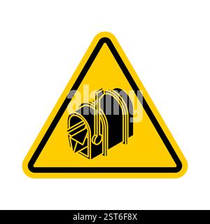Attention Mailbox. Triangular yellow road sign. Caution letter box symbol Stock Vector