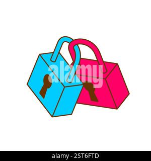 Two locks connected. Symbol of love and fidelity. Stock Vector