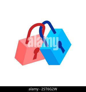 Two locks connected. Symbol of love and fidelity. Stock Vector