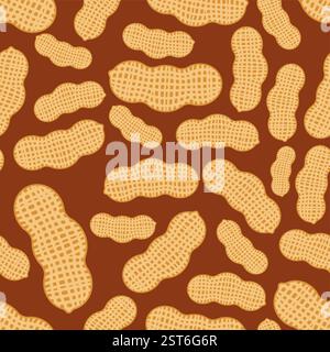 Peanut pattern seamless. Groundnut background Stock Vector