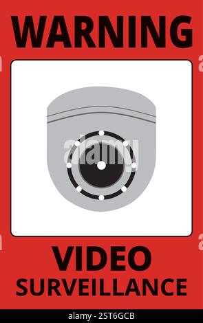 Warning video surveillance banner on a white background Stock Vector