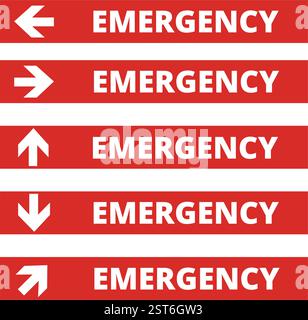 Emergency directional red hospital signs on a white background Stock Vector