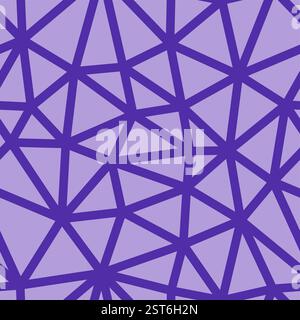 Geometric template background. Deep purple color. Medium triangles size. Bold lines weight. Repeatable pattern. Seamless tileable vector illustration. Stock Vector