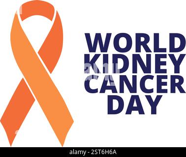 World kidney cancer day banner with an orange bow on a black background Stock Vector
