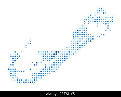 Bermuda dot map. Island digital style shape. Bermuda vector image. Island shape blue circular dots. Artistic vector illustration. Stock Vector