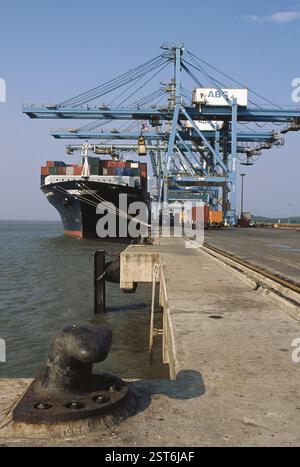 Containers loading at port, nava seva, india Stock Photo - Alamy
