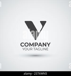 Modern Letter V Logo Design Flat Icon Template Stock Vector