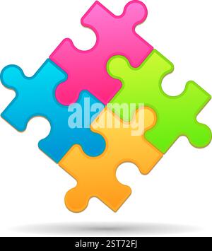Four jigsaw pieces connected together Stock Vector