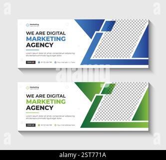 Modern corporate social media web banner and cover ad vector templates. Social media post, timeline cover banner, advertising design template. Stock Vector