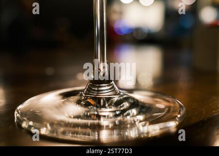 Wine glasses on a table in a bar. Stock Photo
