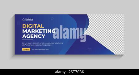 Corporate business social media timeline cover, web banner and cover ads template, marketing business cover ads design template gradient color. Stock Vector