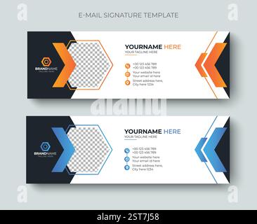 Creative colorful, minimal email signature design template for business. Professional business email signature or email footer design. Stock Vector