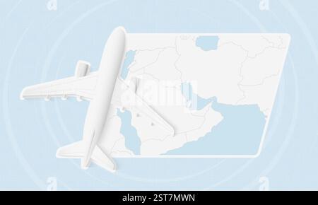 Bahrain Travel Illustration with Plane and National Flag. Ideal for travel agencies, promotional materials, or geographic content related to Bahrain. Stock Vector