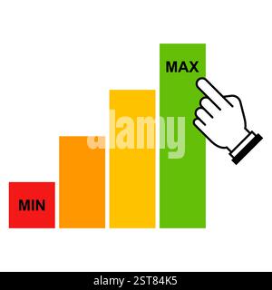 bar graph from minimum to maximum. sales increase infographic. Stock Vector