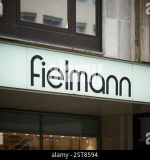 Lettering and logo of the German optician Fielmann in the city center of Wurzburg in Germany Stock Photo