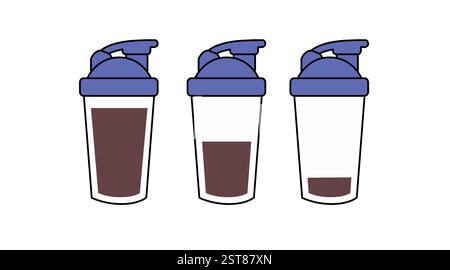 Vector Isolated Illustration of a Protein Shaker. Protein Shaker Flat Icon Set Stock Vector