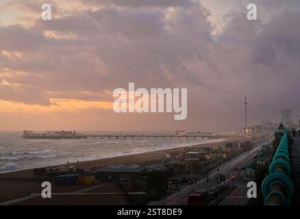 Dusk over Brighton seafront Stock Photo